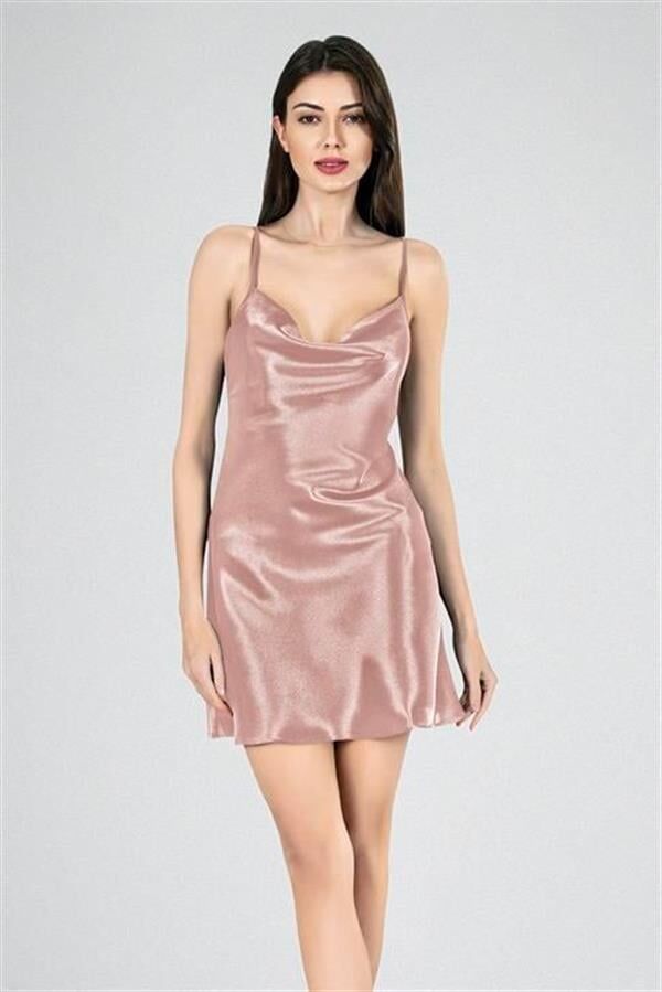 Arias Closet Kısa Gecelik Degaje Yaka Vizon 7740