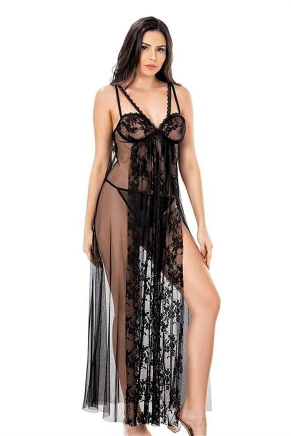 Arias Closet Siyah Kısa Tül Gecelik