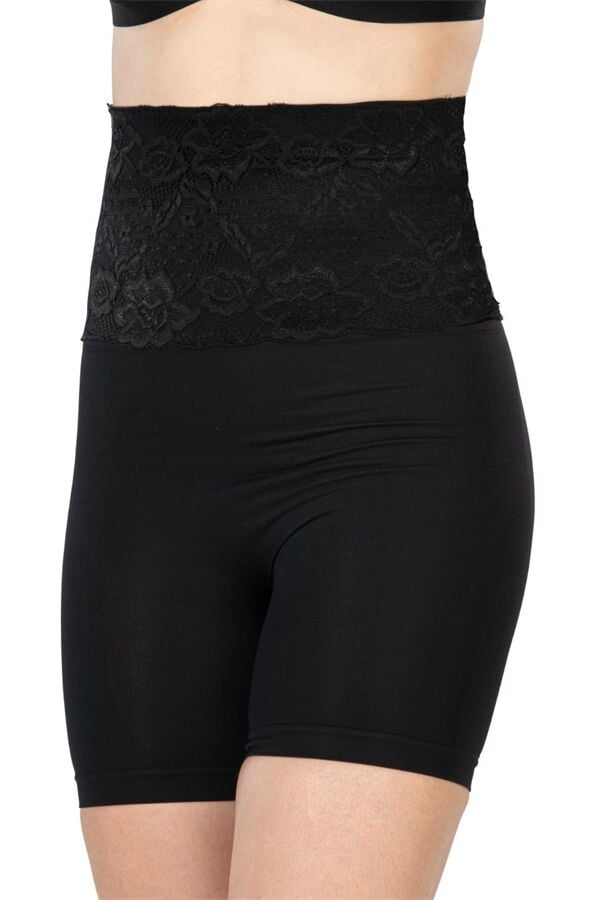 Arias Closet Siyah MI Emay 2091 Önü Dantelli Yüksek Bel Boxer Korse