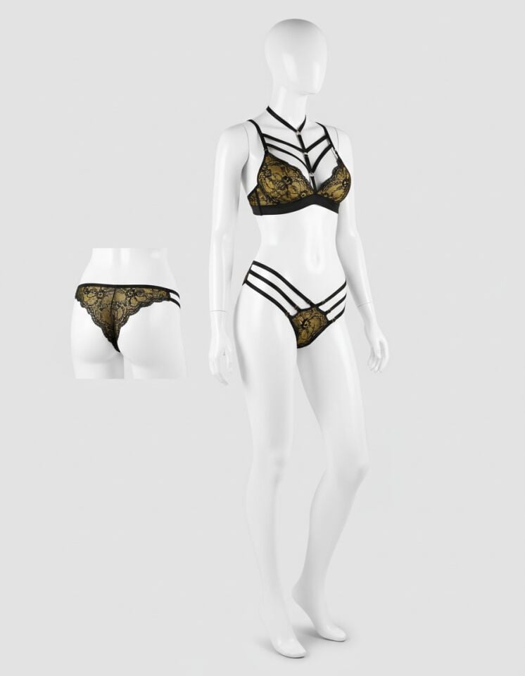 Arias Closet Seksi Sarı Lamine Jartiyer Takım