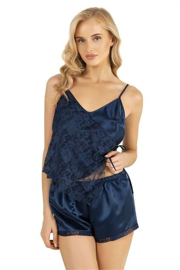 Arias Closet Lacivert Saten Şort Takımı 9204