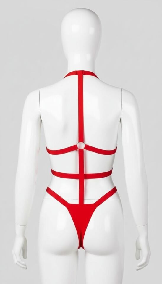 Arias Closet Göğüs Bölgesi Açık Fantezi Kırmızı Harness