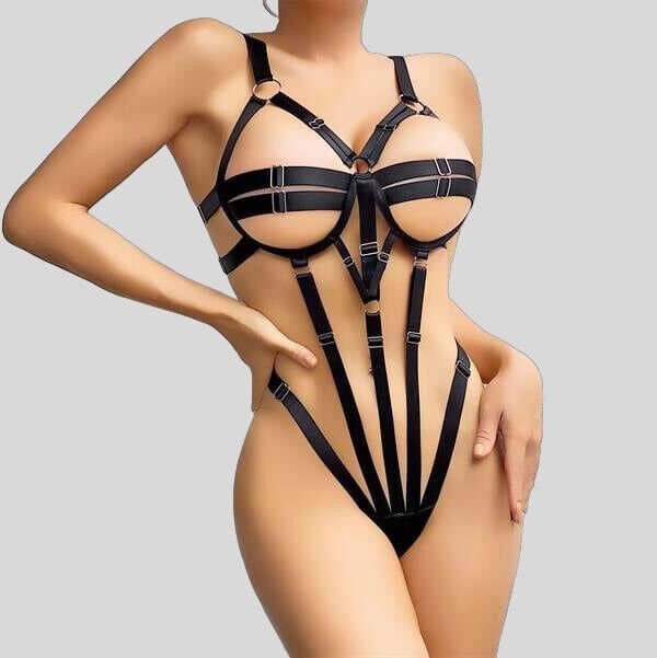 Arias Closet Fantezi Lastik Body Harness Siyah