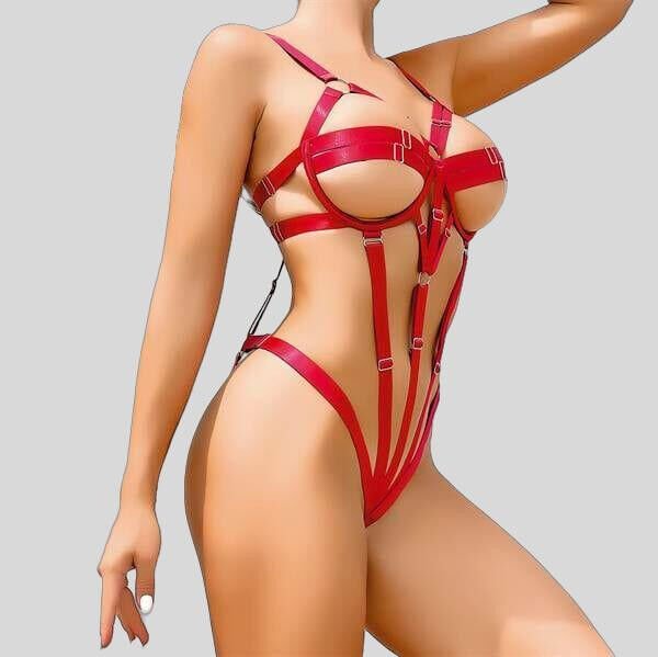 Arias Closet Fantezi Lastik Body Harness Kırmızı