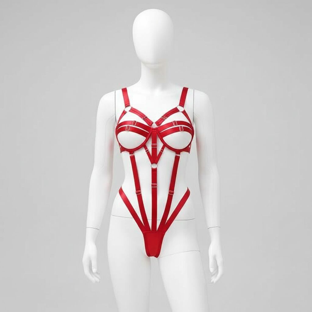 Arias Closet Fantezi Lastik Body Harness Kırmızı