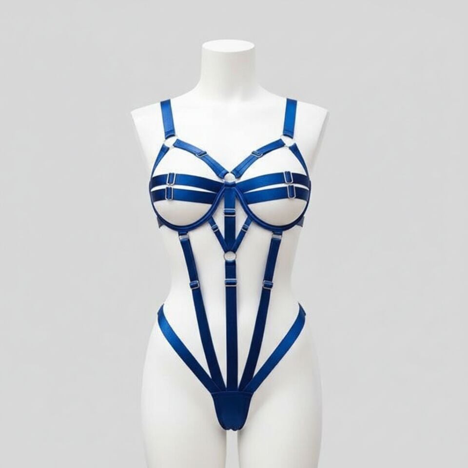 Arias Closet Fantezi Lastik Body Harness Mavi