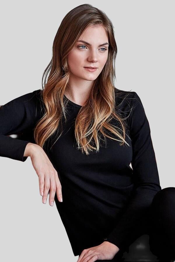 Kadın Termal Uzun Kol Geniş Yaka İçlik T-Shirt