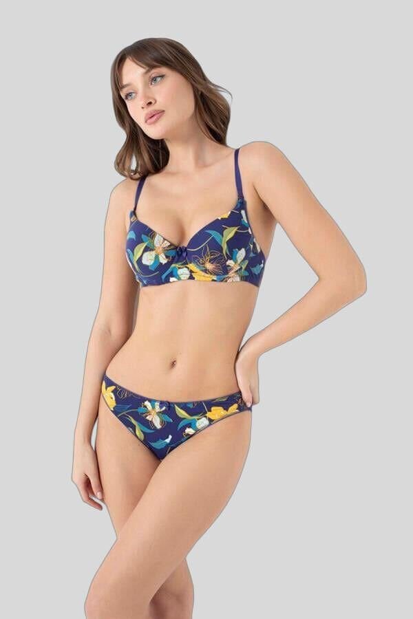 Arias Closet Viskon Balenli Destekli Dolgulu Çiçek Baskılı Sütyen ve Slip Takım