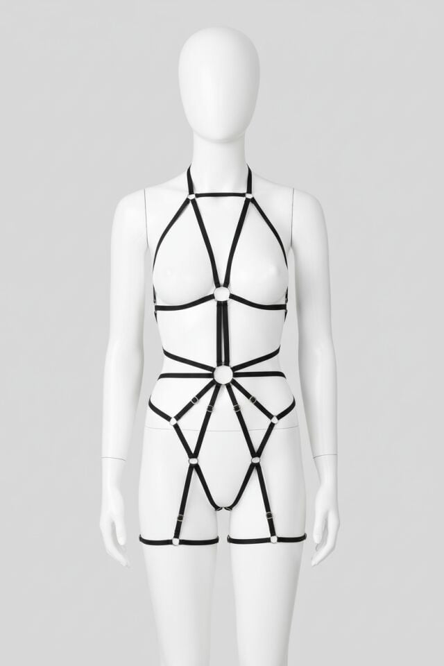 Arias Closet Göğüs Detaylı Fantezi Siyah Harness