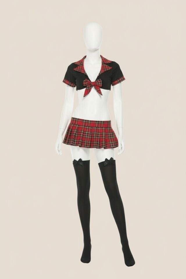 Arias Closet Fantezi Göğüs Kısmı Fiyonklu Mini Öğrenci Kostümü