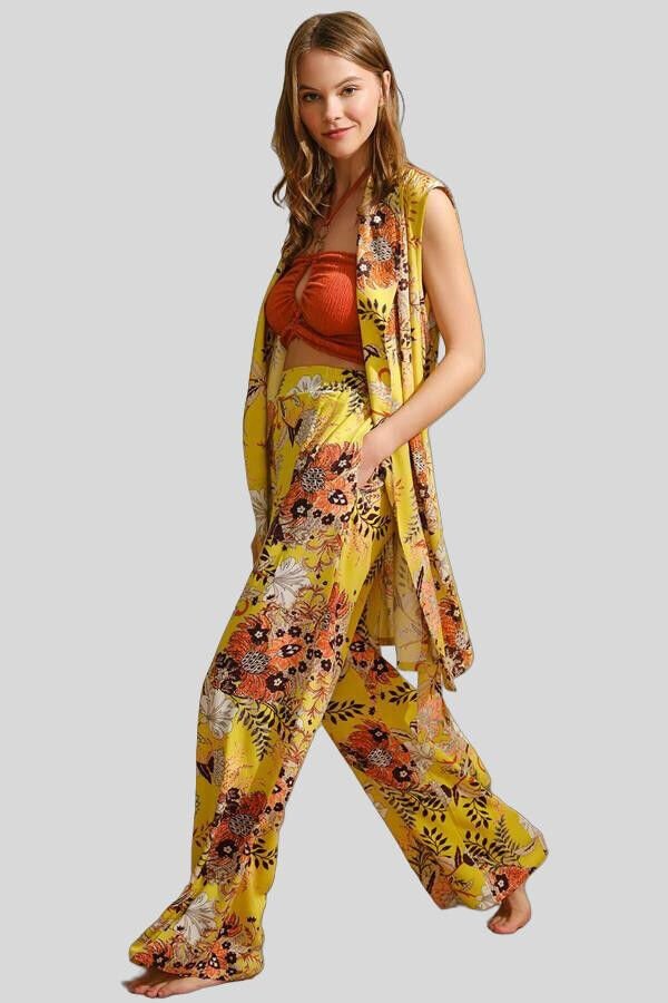 Boyundan Bağlamalı V Yaka Kadın Çiçek Desenli Yazlık Boncuk Detaylı Pijama Takımı Sabahlık