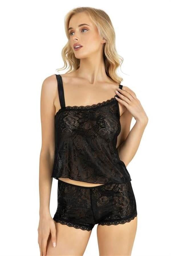 Arias Closet Siyah Saten Şort Takımı 9220