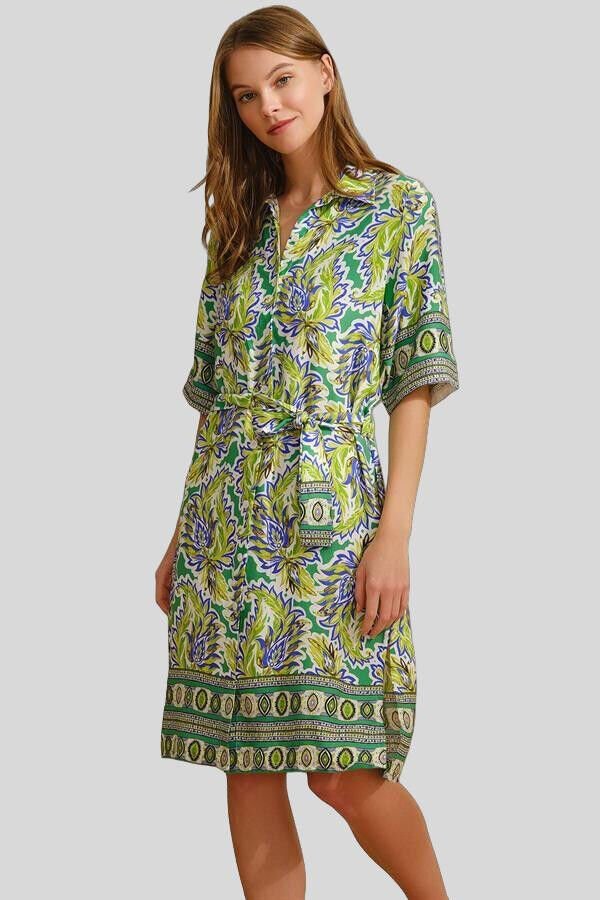 Kısa Yarım Kol V Yaka Kadın Viskon Çiçek Desenli Yazlık Uzun Elbise