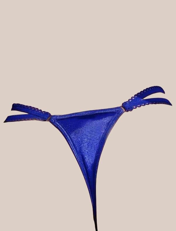 Arias Closet Parlak Taş İşlemeli Fantezi Mavi String Tanga