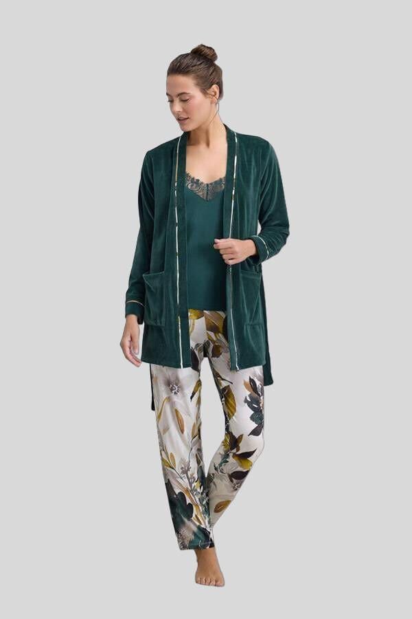 Kadın Saten Sabahlık, Atlet ve Pantolon Takım