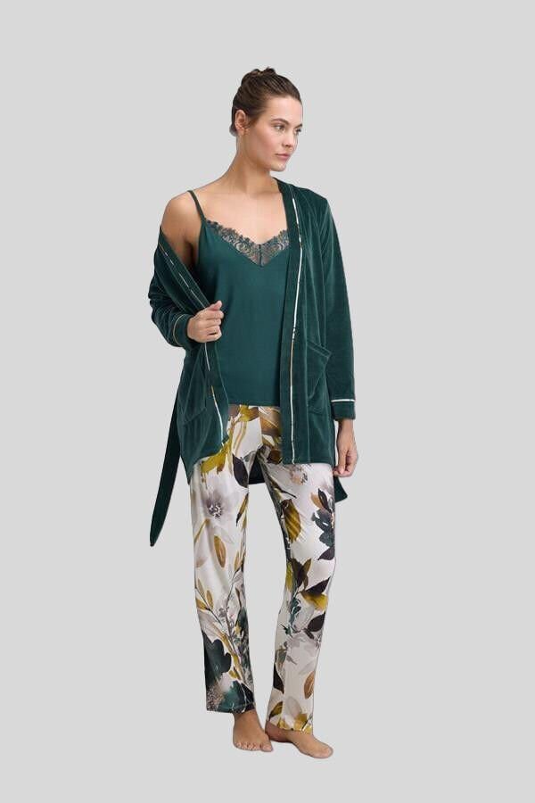 Kadın Saten Sabahlık, Atlet ve Pantolon Takım
