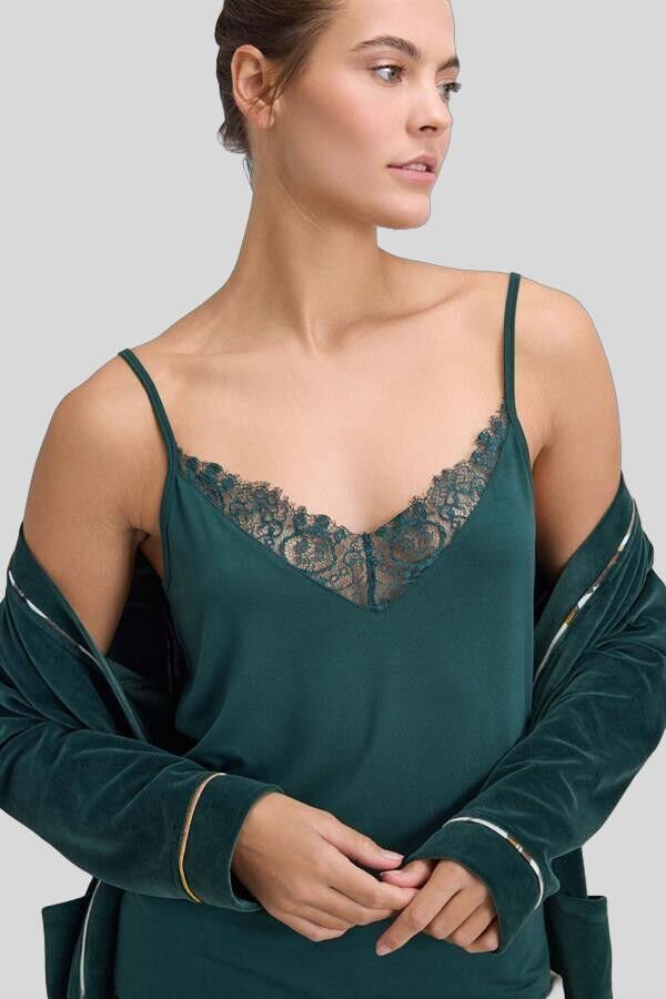 Kadın Saten Sabahlık, Atlet ve Pantolon Takım