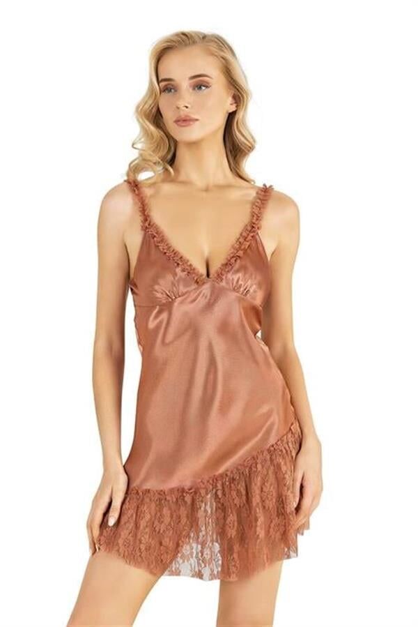 Arias Closet Bakır Kısa Saten Gecelik 8238