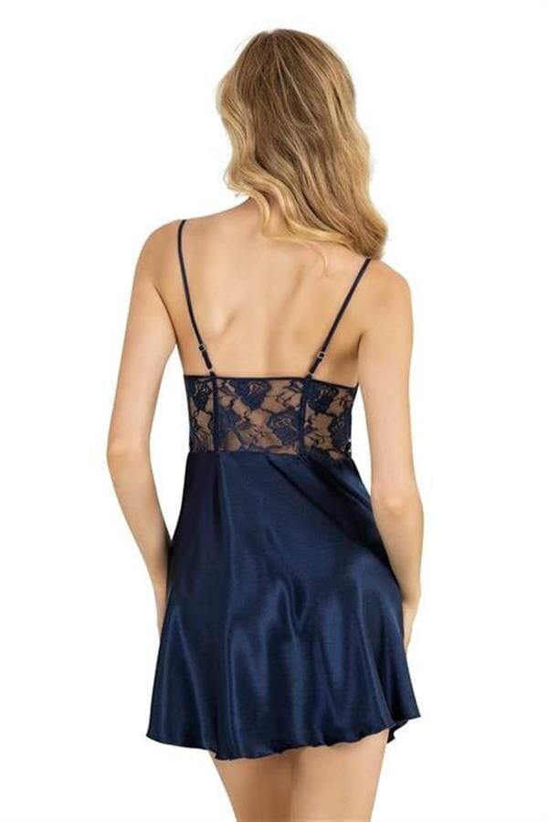 Arias Closet Lacivert Kısa Saten Gecelik 8239