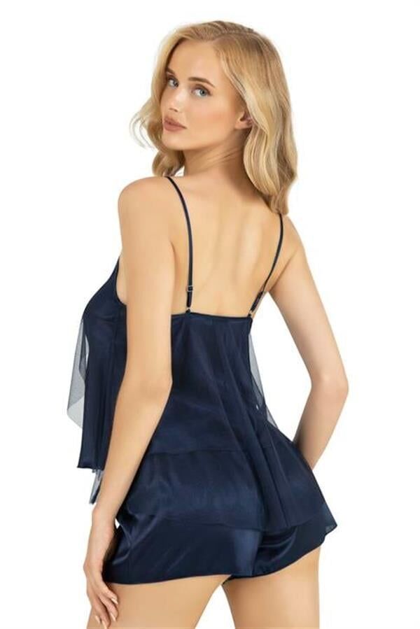 Arias Closet Lacivert Saten Şort Takımı