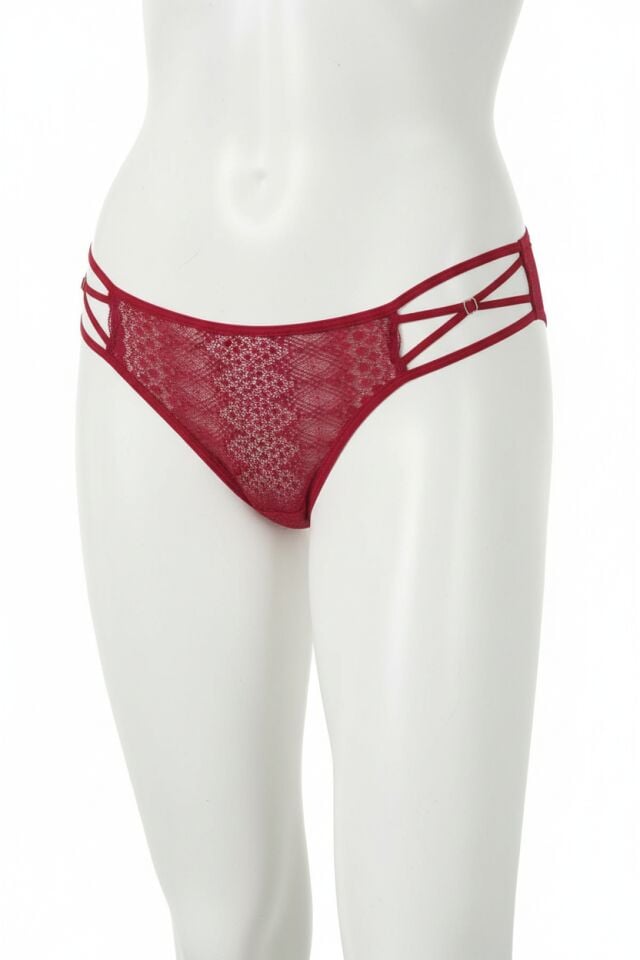 Arias Closet Transparan Dantel Detaylı Bordo Külot