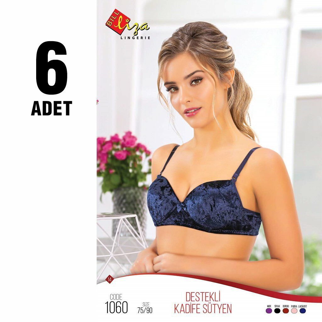 Liza 1060 Balenli Destekli Kadife Sütyen 6'lı