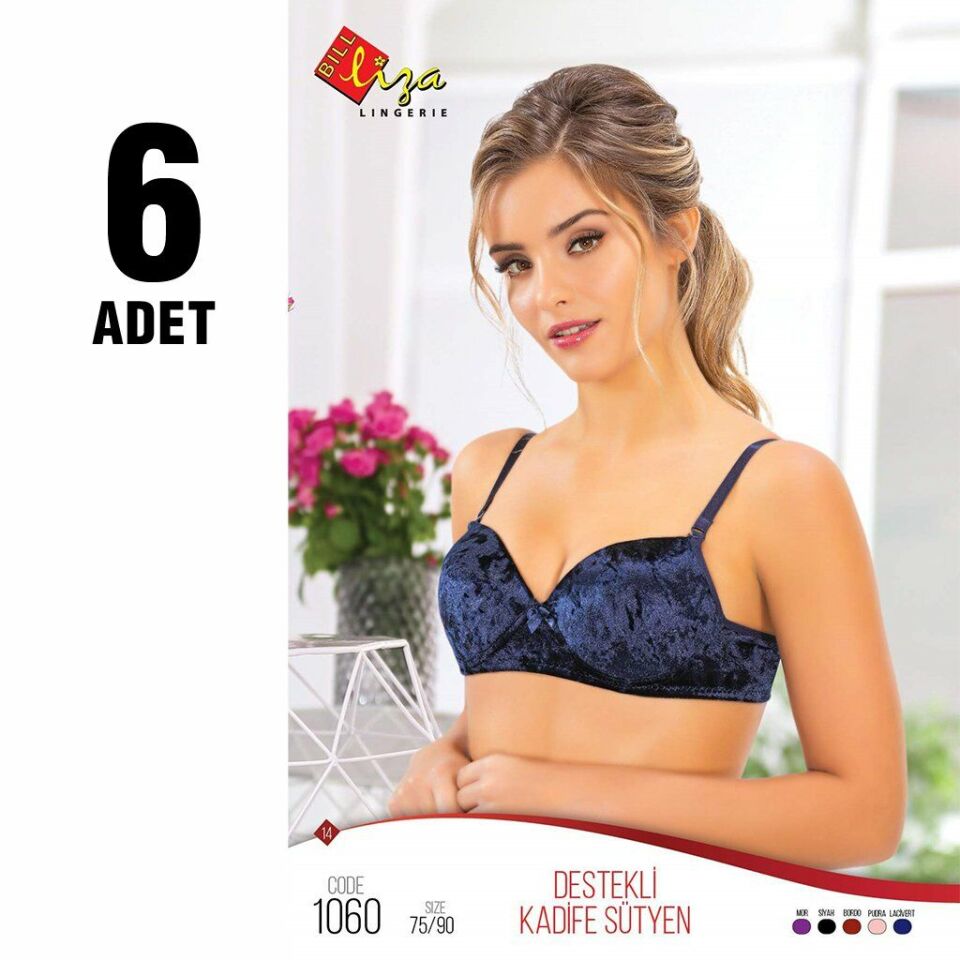 Liza 1060 Balenli Destekli Kadife Sütyen 6'lı
