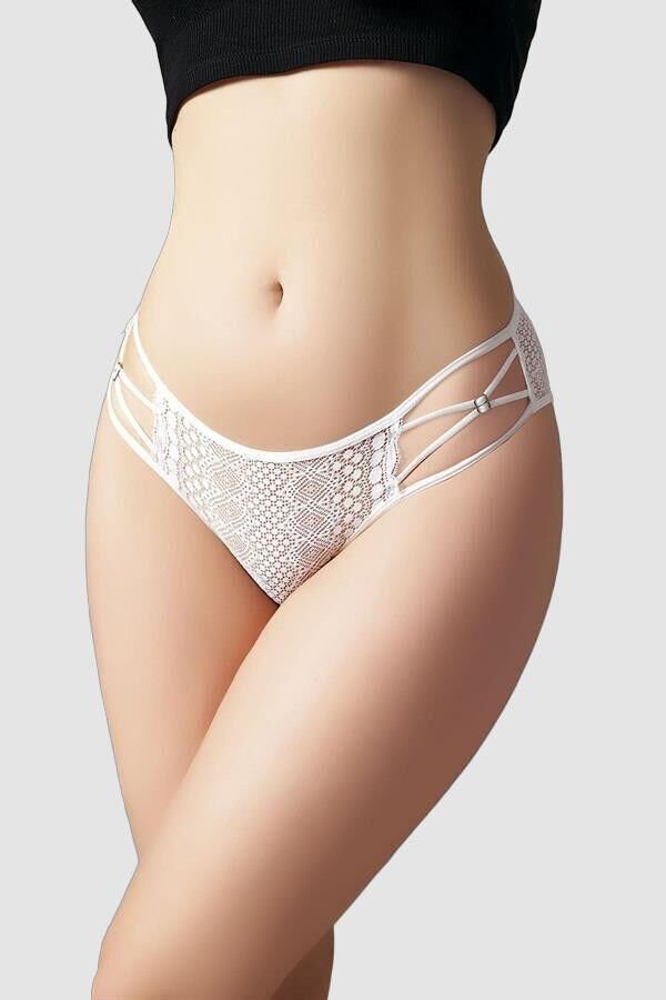 Transparan Dantel Detaylı Beyaz Külot