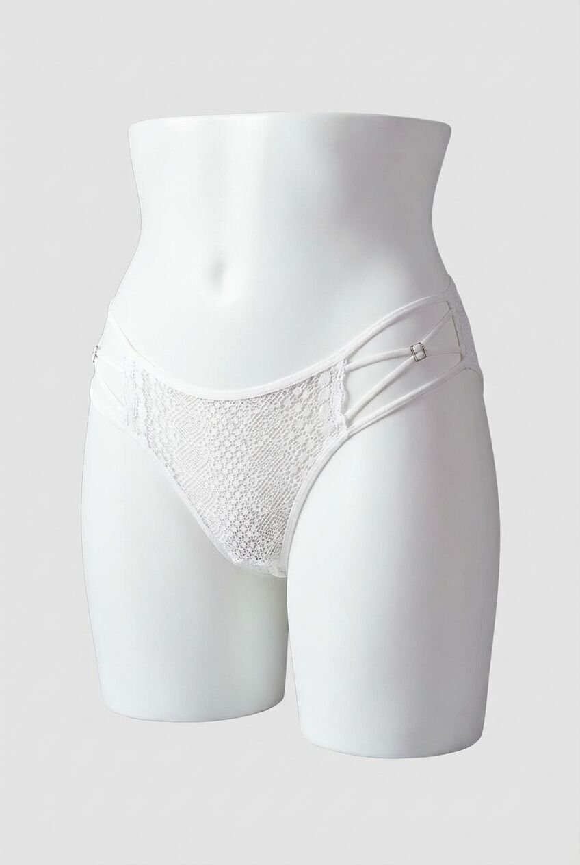 Transparan Dantel Detaylı Beyaz Külot
