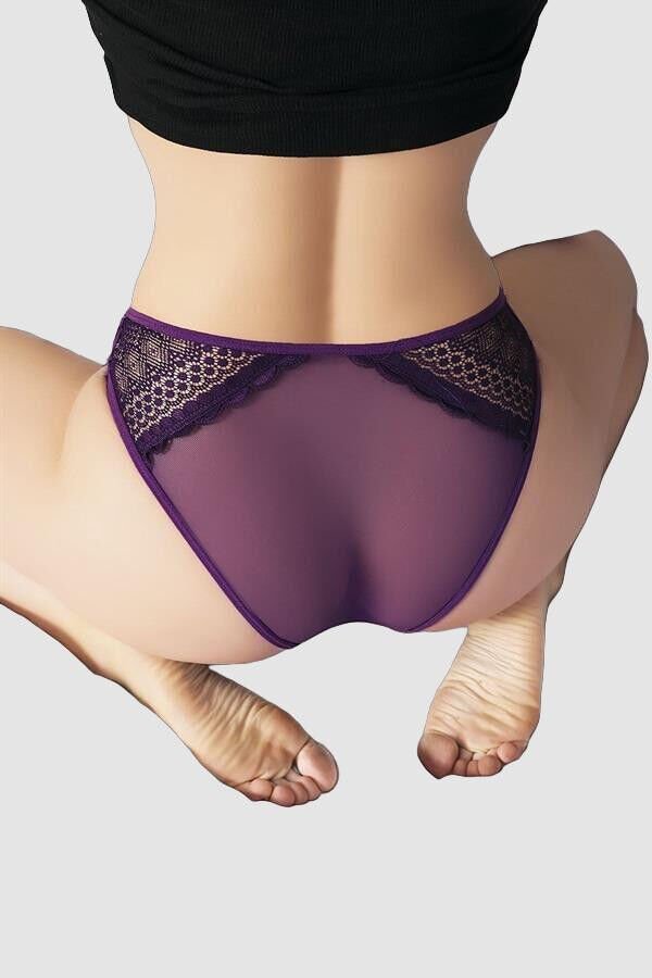 Arias Closet Transparan Dantel Detaylı Mor Külot