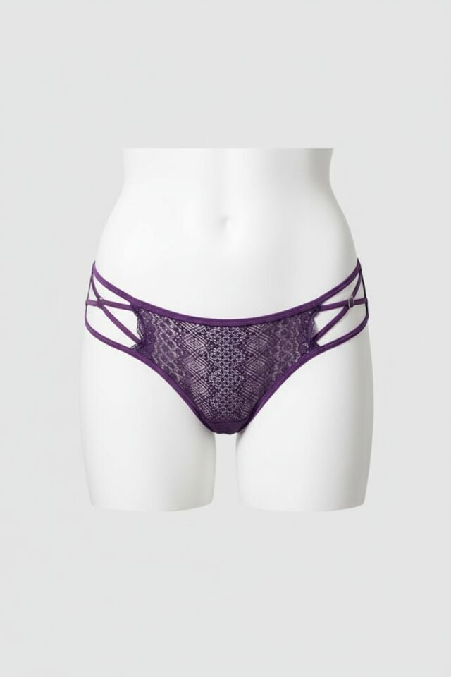 Arias Closet Transparan Dantel Detaylı Mor Külot