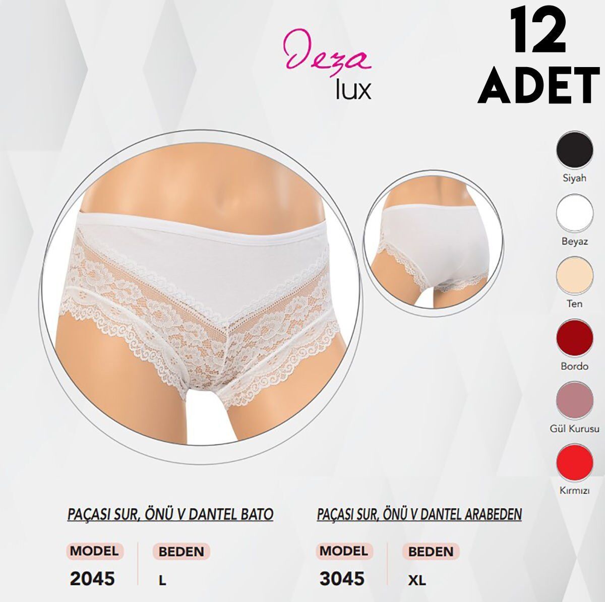 Dondeza 3045 Paçası Dantelli Bayan Bato 12'li
