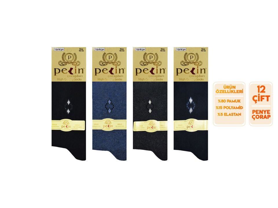 Pelin 1-12 Erkek Likralı Çorap 12'li