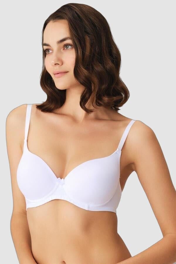 Arias Closet Beyaz Balenli Desteksiz Dolgusuz Askıları Çıkabilen Günlük Klasik T-Shirt Sütyeni