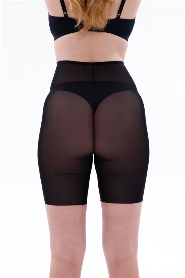 Arias Closet Siyah MI EMAY 2705 Lazer Tül Toparlayıcı Paçalı Boxer Hayalet Korse