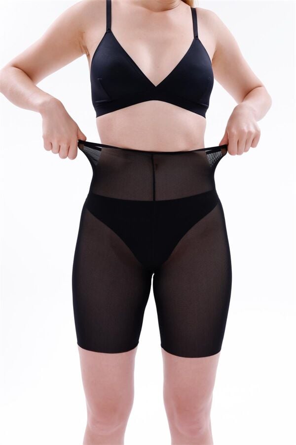 Arias Closet Siyah MI EMAY 2705 Lazer Tül Toparlayıcı Paçalı Boxer Hayalet Korse
