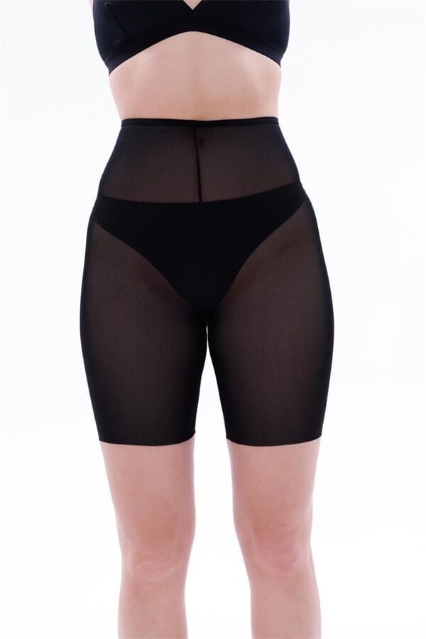 Arias Closet Siyah MI EMAY 2705 Lazer Tül Toparlayıcı Paçalı Boxer Hayalet Korse