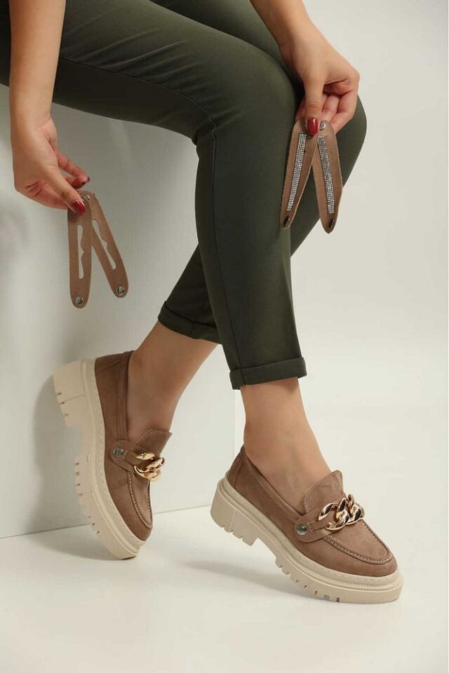 Loafer Kadın Süet Kahverengi Günlük Ayakkabı