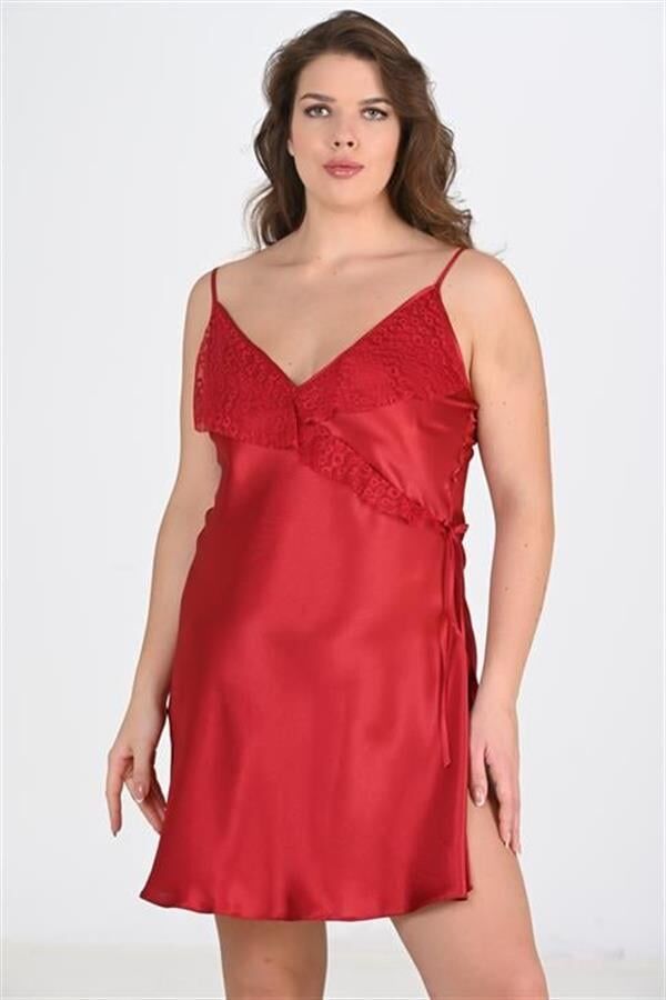 Arias Closet Büyük Beden Bordo Gecelik 2107