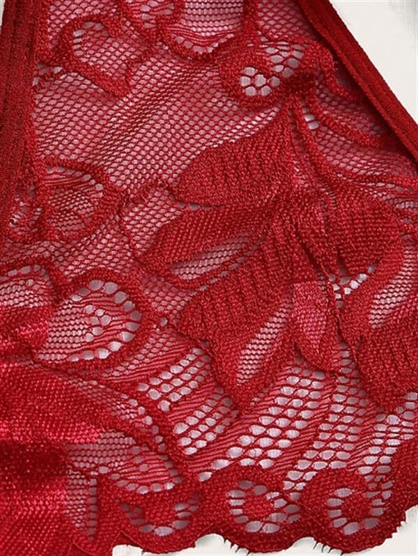 Arias Closet Bordo Dantel İşlemeli Göğüs Dekolteli Fantezi Jartiyer Takımı