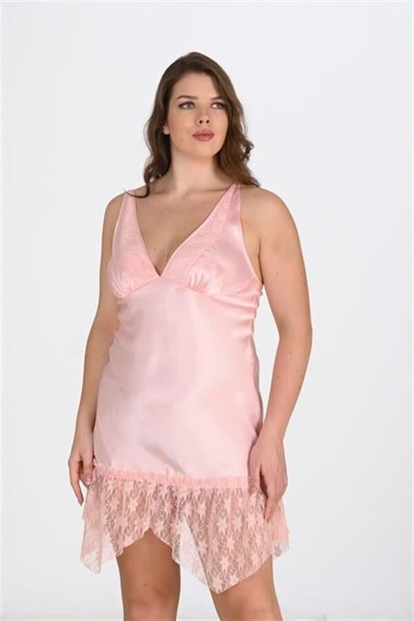 Arias Closet Büyük Beden Somon Gecelik 2112