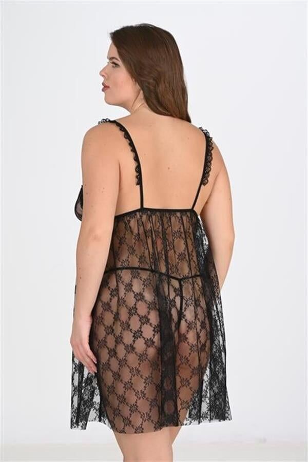 Arias Closet Büyük Beden Siyah Gecelik 3041