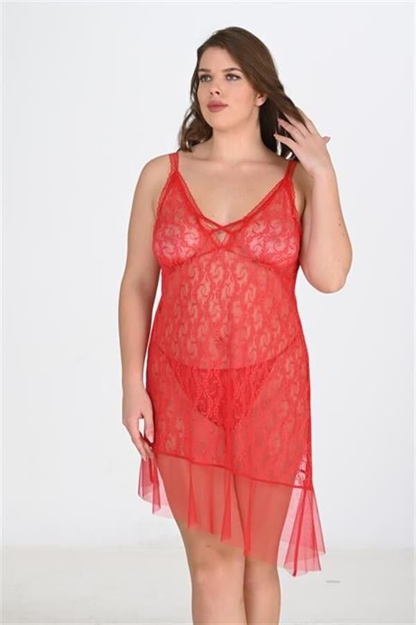 Arias Closet Büyük Beden Kırmızı Gecelik