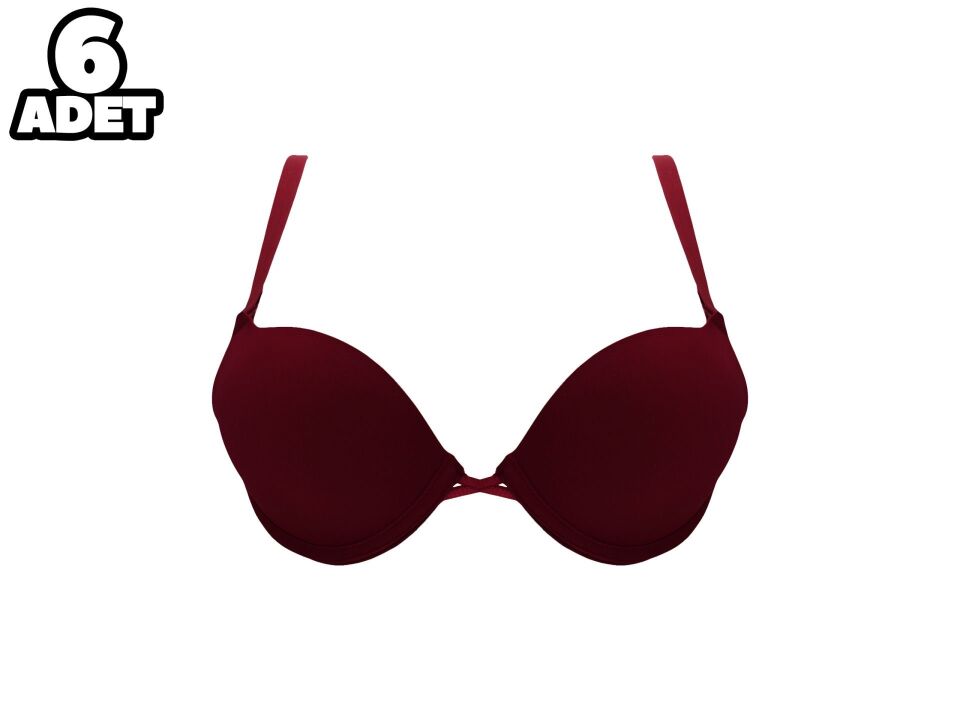 Cansoy 675-Vişne 2X Push Up Balenli Destekli Bayan Sütyen Takım 6'lı
