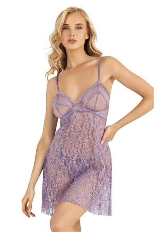 Arias Closet Lila Kısa Tül Gecelik 4222
