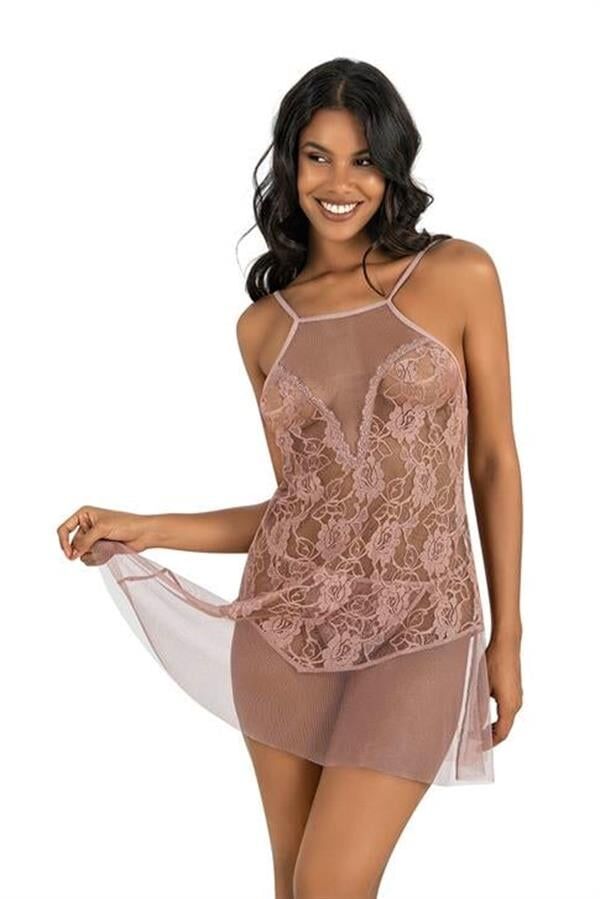 Arias Closet Vizon Kısa Tül Gecelik 4227