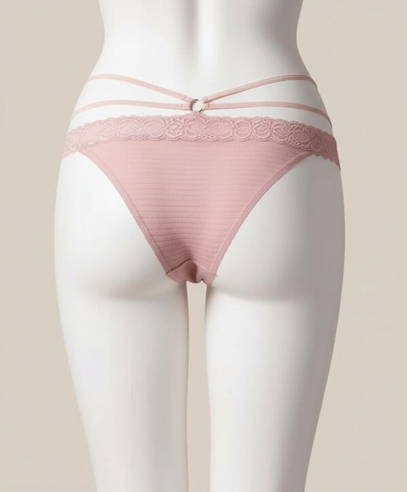 Arias Closet Büyük Beden Fantezi İp Detaylı Vizon Tanga String