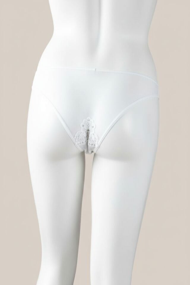 Arias Closet Beyaz Nakış Desenli Taşlı Fantezi Tanga String