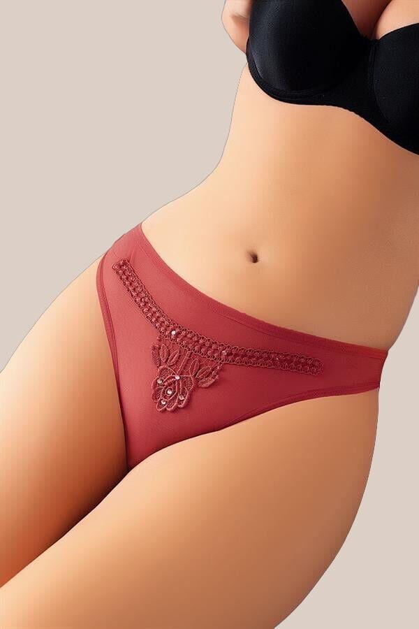 Arias Closet Gül Kurusu Nakış Desenli Taşlı Fantezi Tanga String