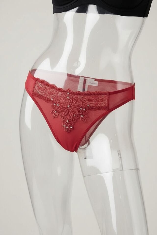 Arias Closet Gül Kurusu Nakış Desenli Taşlı Fantezi Tanga String